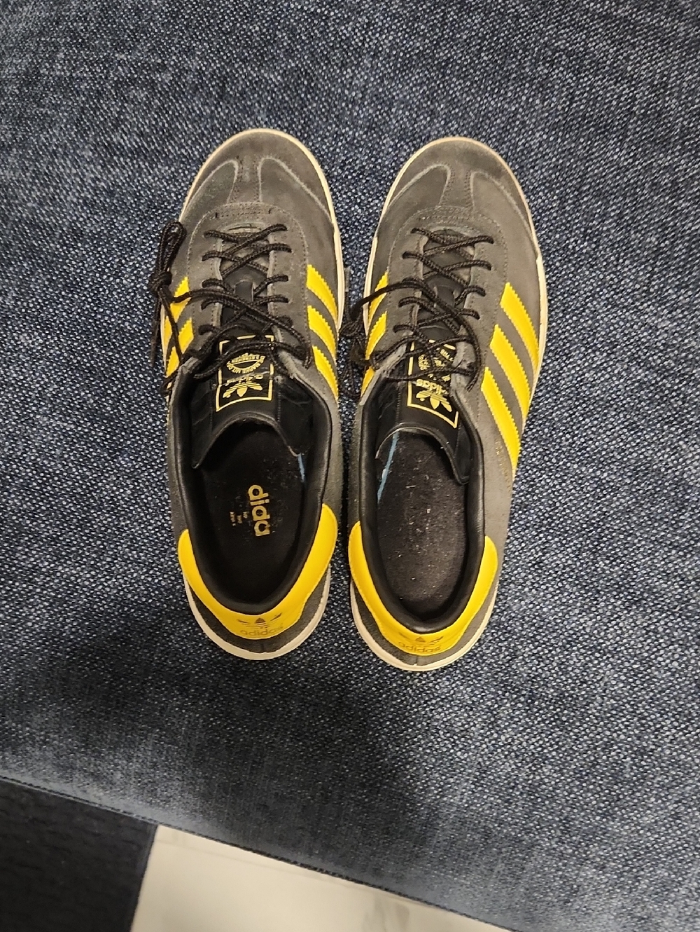 adidas Gray and Yellow Suede Low-Top Sneakers